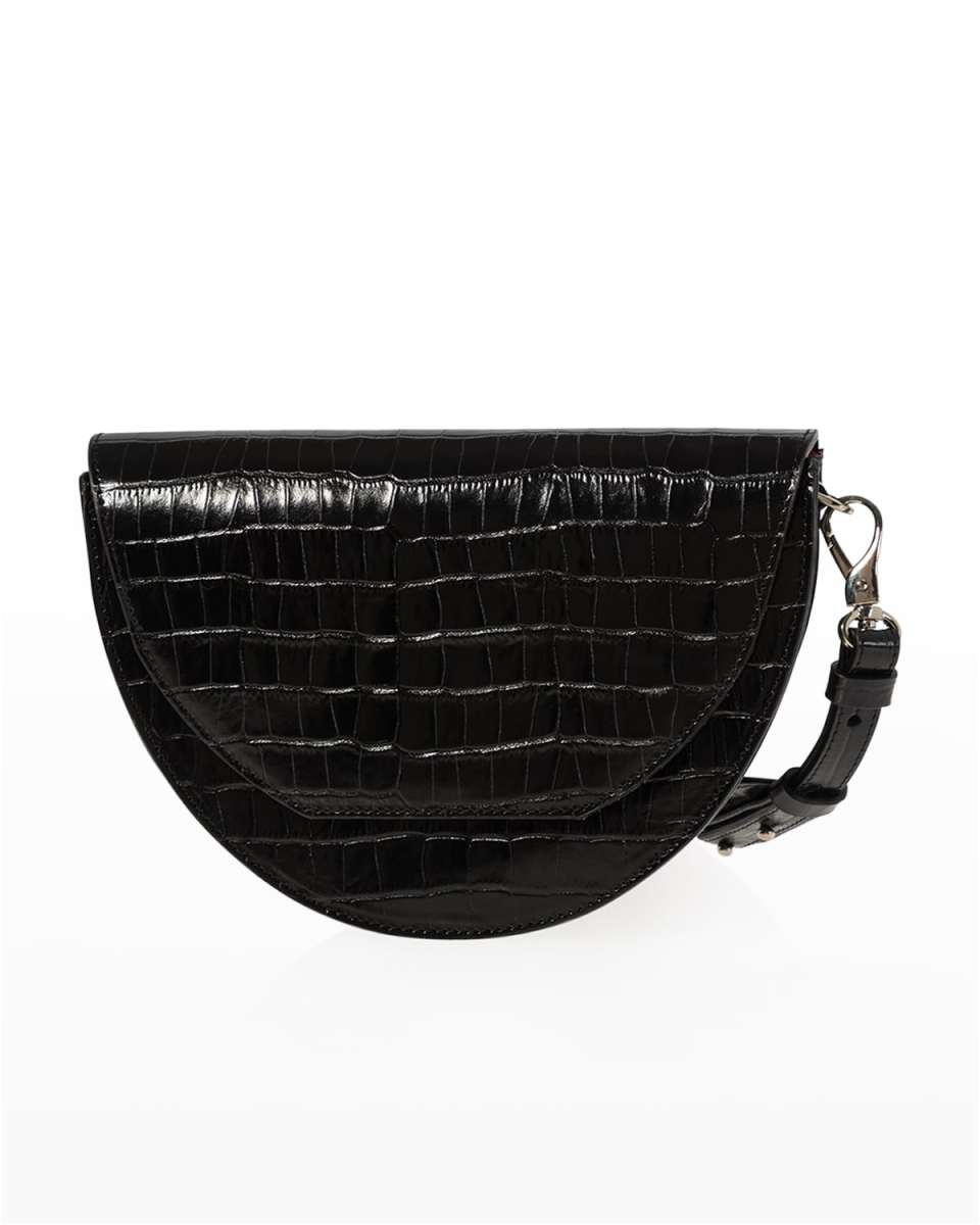 Lune Half-Moon Moc-Croc Saddle Bag